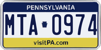 PA license plate MTA0974