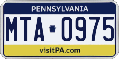 PA license plate MTA0975