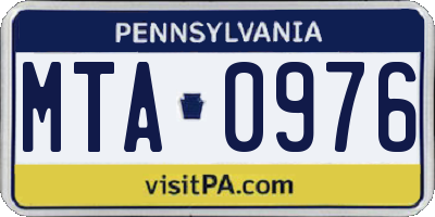 PA license plate MTA0976