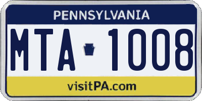 PA license plate MTA1008