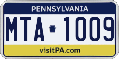 PA license plate MTA1009