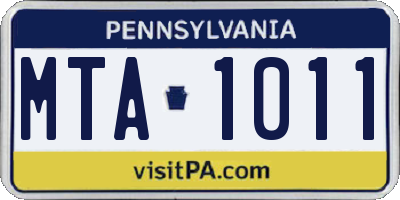 PA license plate MTA1011
