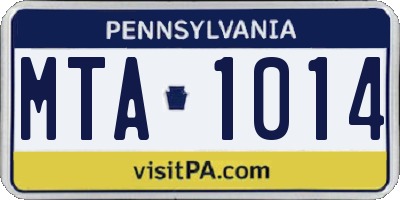 PA license plate MTA1014