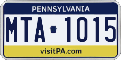 PA license plate MTA1015