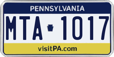 PA license plate MTA1017