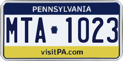 PA license plate MTA1023