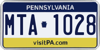 PA license plate MTA1028