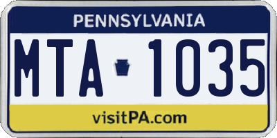 PA license plate MTA1035