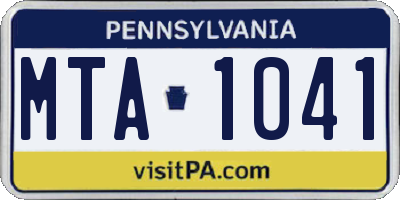 PA license plate MTA1041