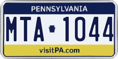 PA license plate MTA1044