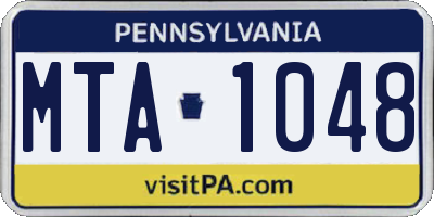 PA license plate MTA1048