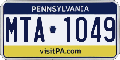 PA license plate MTA1049