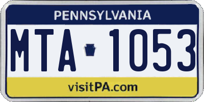 PA license plate MTA1053