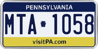 PA license plate MTA1058