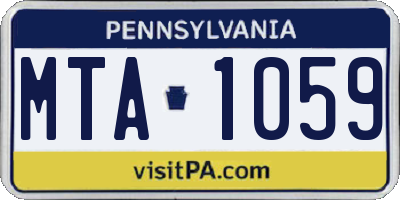 PA license plate MTA1059