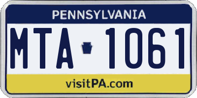 PA license plate MTA1061
