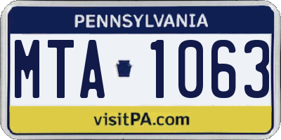 PA license plate MTA1063