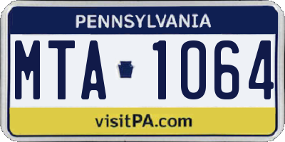 PA license plate MTA1064