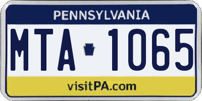 PA license plate MTA1065