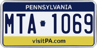 PA license plate MTA1069