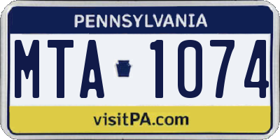 PA license plate MTA1074