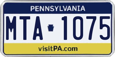 PA license plate MTA1075