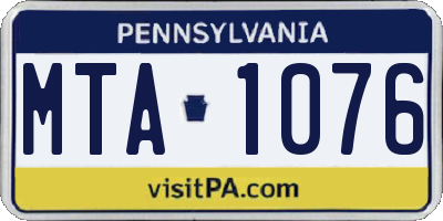 PA license plate MTA1076