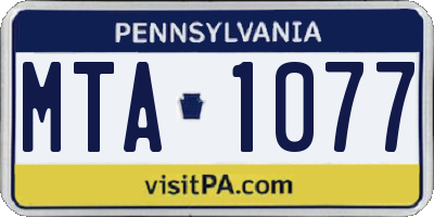 PA license plate MTA1077
