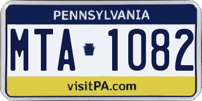 PA license plate MTA1082