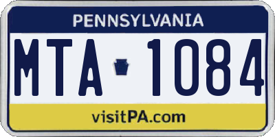 PA license plate MTA1084