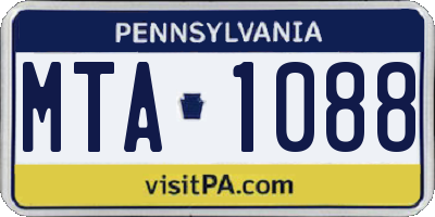 PA license plate MTA1088