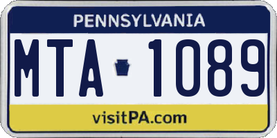 PA license plate MTA1089