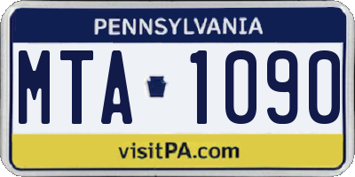 PA license plate MTA1090