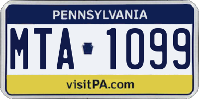 PA license plate MTA1099