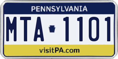 PA license plate MTA1101