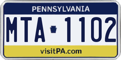 PA license plate MTA1102
