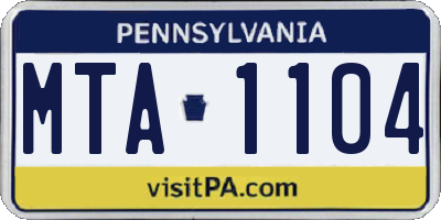 PA license plate MTA1104