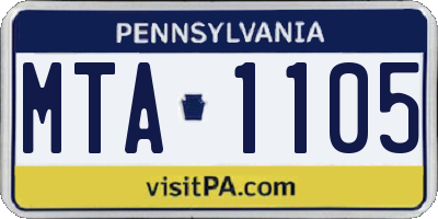 PA license plate MTA1105