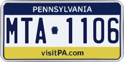 PA license plate MTA1106