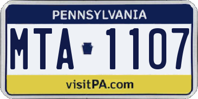PA license plate MTA1107