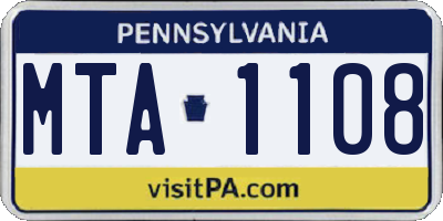 PA license plate MTA1108