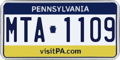 PA license plate MTA1109