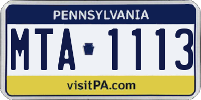 PA license plate MTA1113