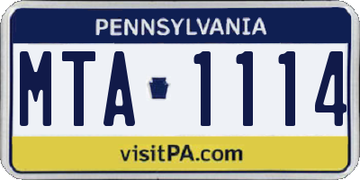PA license plate MTA1114