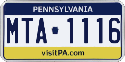PA license plate MTA1116