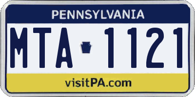 PA license plate MTA1121
