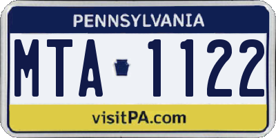 PA license plate MTA1122