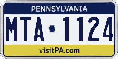 PA license plate MTA1124