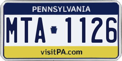 PA license plate MTA1126