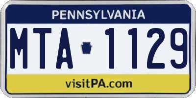 PA license plate MTA1129